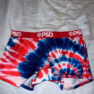 PSD Womens Red and Blue Tie-Dye Boxer Briefs